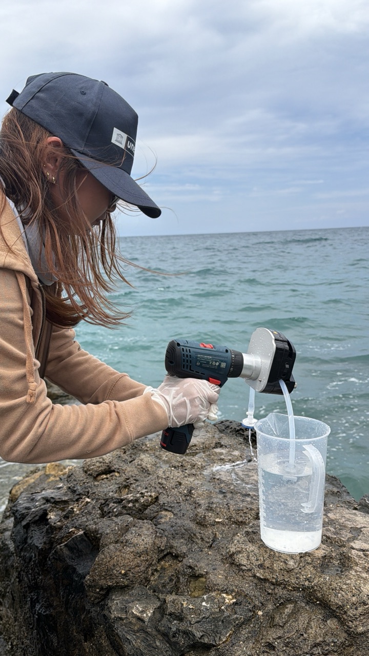 On-site filtering using the peristaltic pump at one of the Iligan Bay sampling locations, Philippines, August 2026.