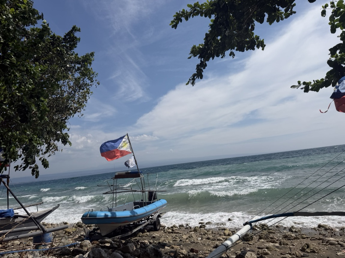 A view from the beach at Iligan Bay, Philippines, shortly before the team headed out to sample, August 2026.